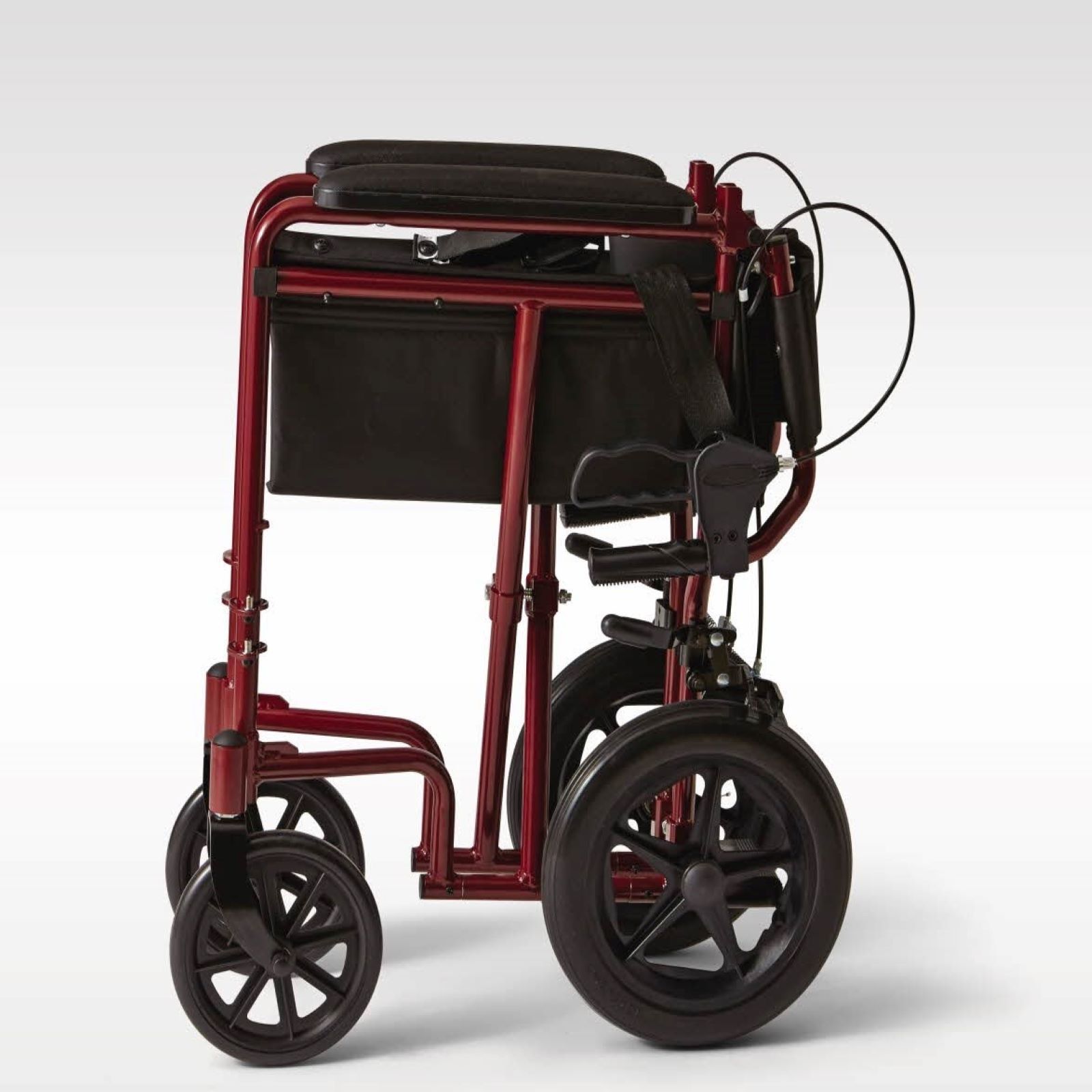 Medline Basic Aluminum Transport Chair 12in Red 1Ct