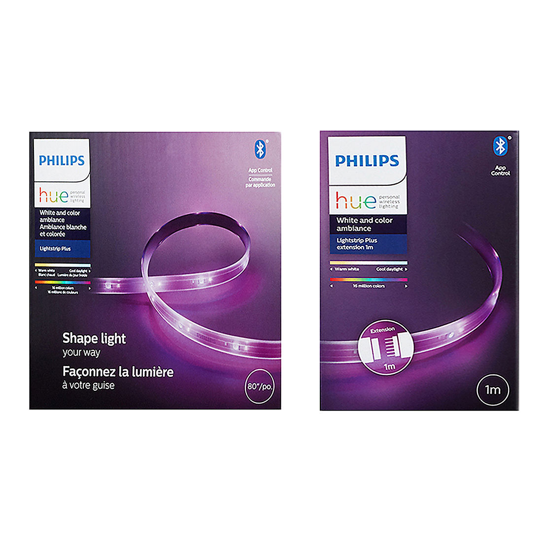 Philips Hue Multi Color Smart Lightstrip Plus 2m Base kit & 1m Extension Bundle 