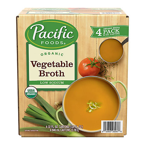 Pacific Organic Low Sodium Vegetable Broth, 128 oz.
