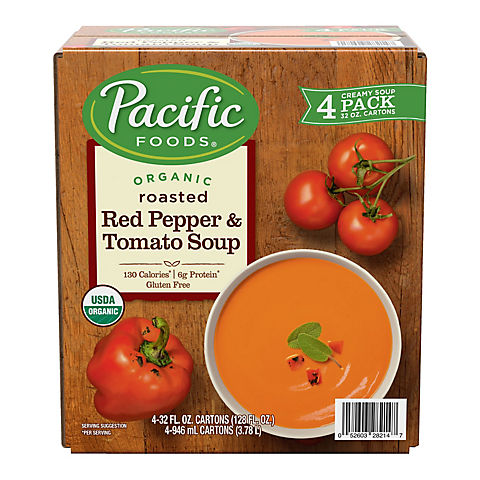 Pacific Organic Roasted Red Pepper and Tomato Soup, 4 pk./32 oz.