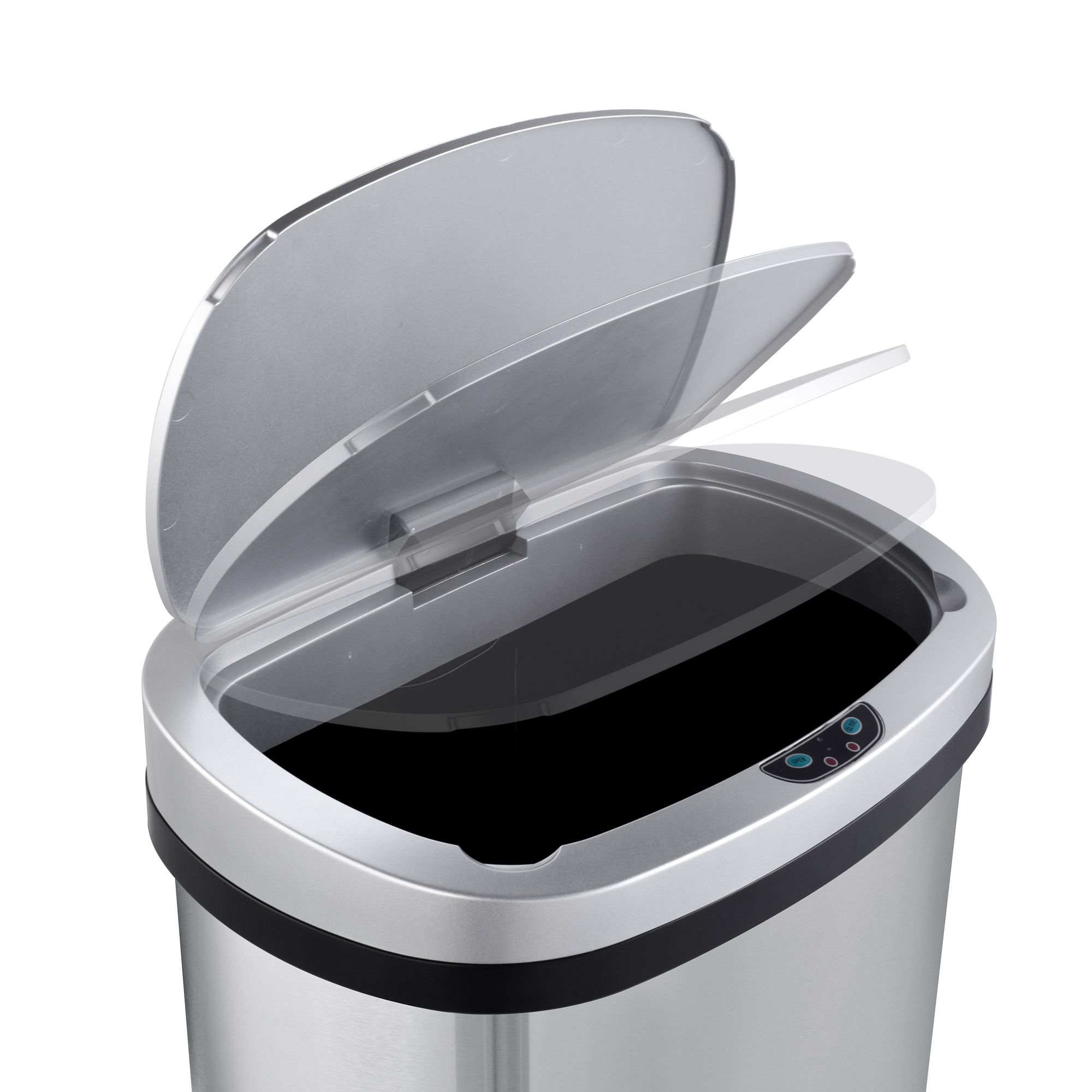 13 Gallon Stainless Steel Automatic Sensor Trash Can - No Touch Garbage Can Kitchen Waste Bin High-Capacity Bathroom Trash Can with Lid for Home