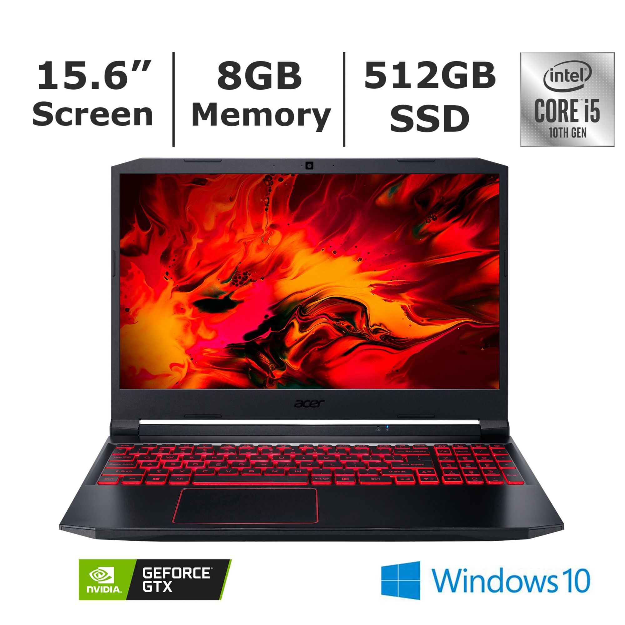 Acer Nitro 5 AN515-55-55M1 Gaming Laptop, Intel Core i5-10300H Processor,  8GB Memory, 512GB SSD