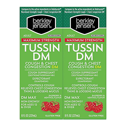 Tussin DM Cough And Congestion Relief With Maximum Strength Liquid Cough Medicine And Raspberry Menthol Flavor