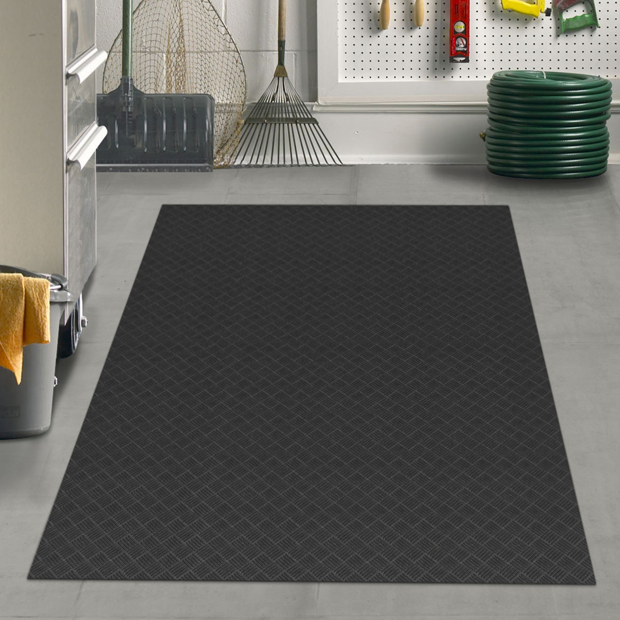 Black 48 in. x 72 in. Recycled Rubber Commercial Door Mat - take-a