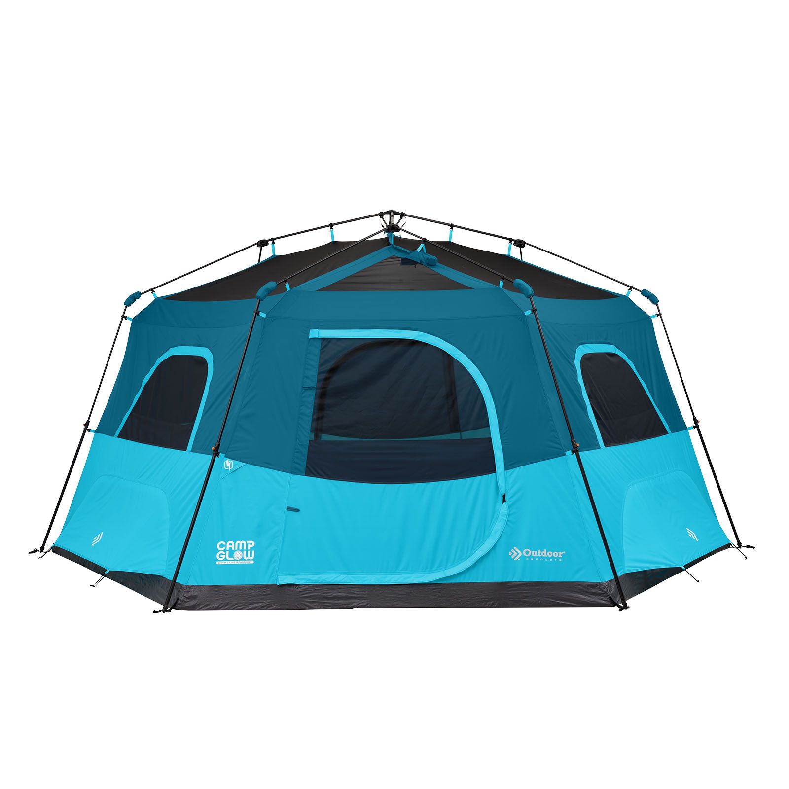 Instant Tent with LED Built-in Lights | Portable Large Family Multi Room  Tents for Camping | Lighted Pop Up Camping Tent | 5-8 Person Hexagon Tents