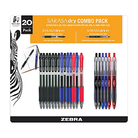 Zebra Sarasa Rapid Dry Gel Business Writing Instruments, 20 pk. - Assorted