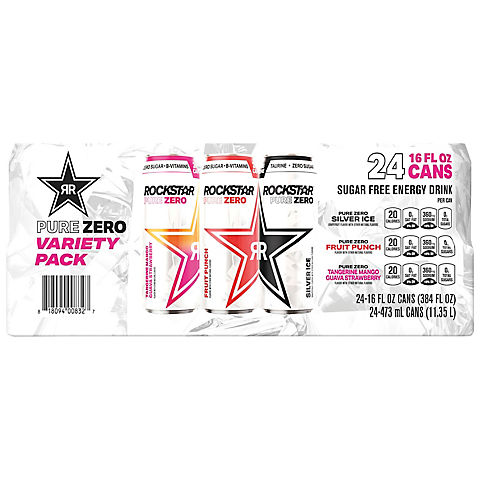 Rockstar Energy Drink Pure Zero Variety Pack, 24 ct./16 oz.