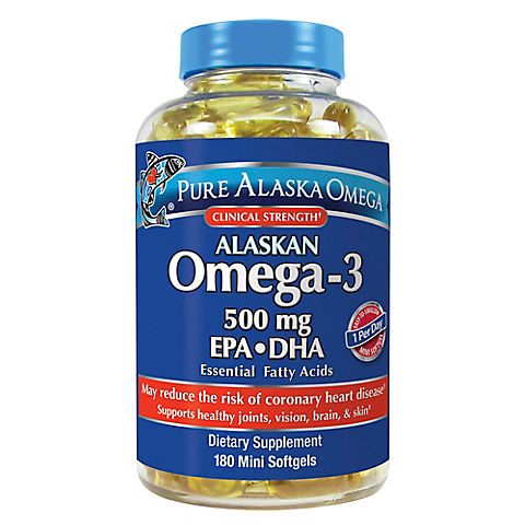 Pure Alaska Omega Clinical Strength Alaskan Omega-3 with EPA and DHA, 180 Softgels, 500mg