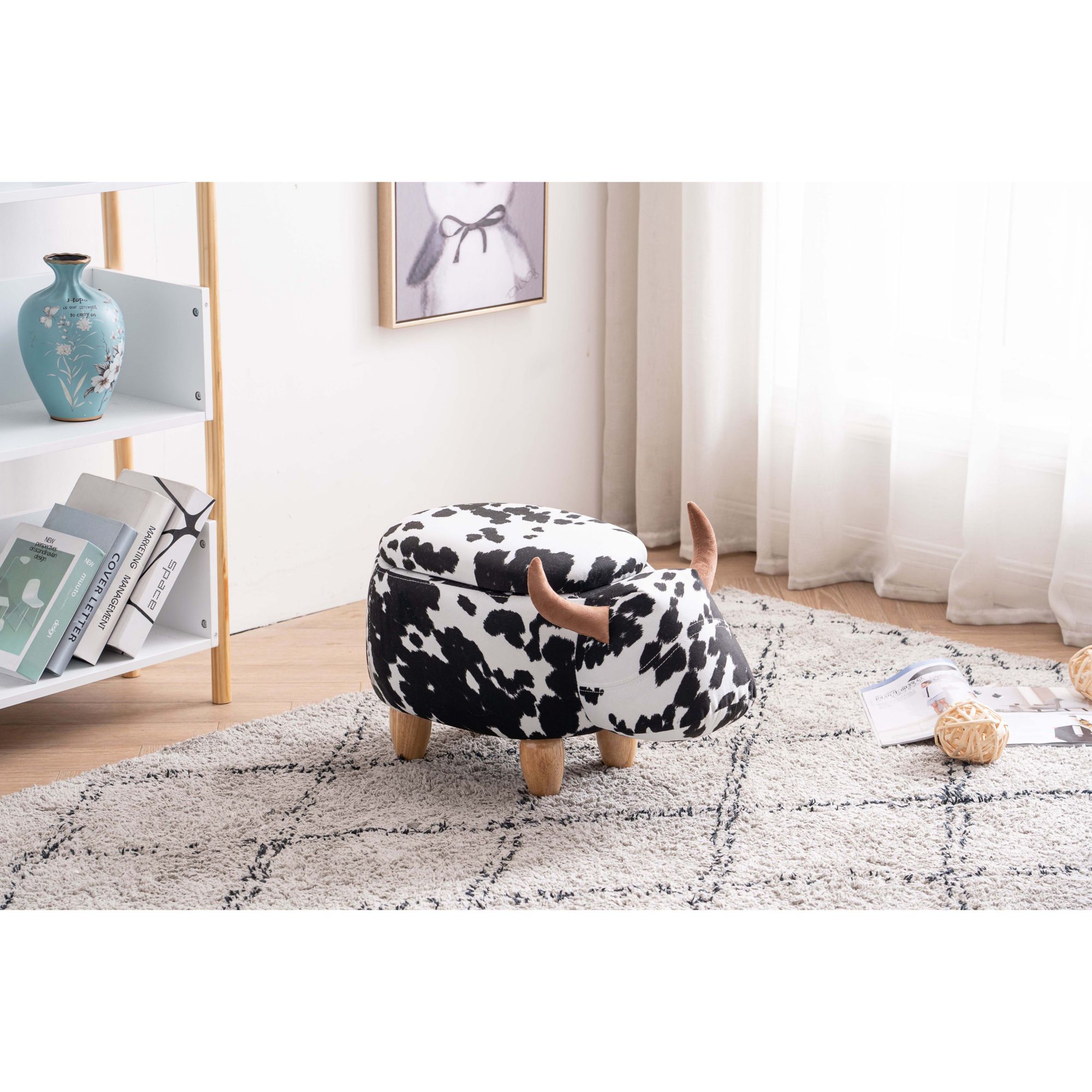 Cow deals print footstool