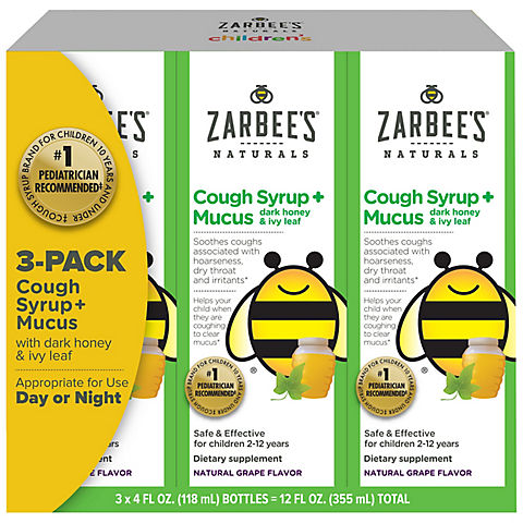 Zarbee's Naturals Children's Cough + Mucus Syrup, 3 pk./4 fl. oz.