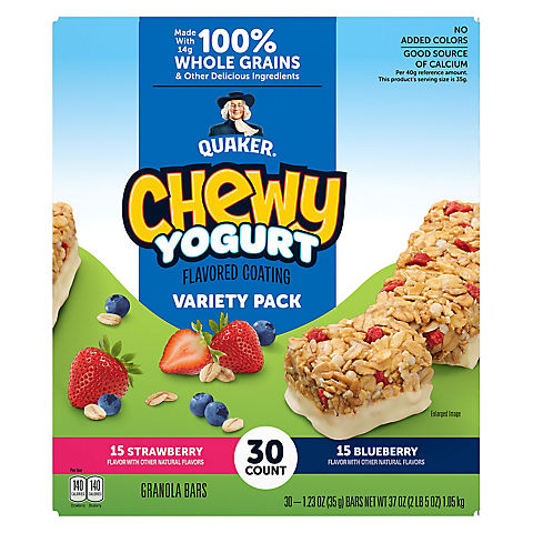 Quaker Chewy Yogurt Granola Bars Variety Pack, 30 ct.
