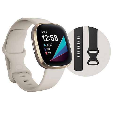 Fitbit Sense Advanced Smartwatch with Bonus Bands - Lunar White