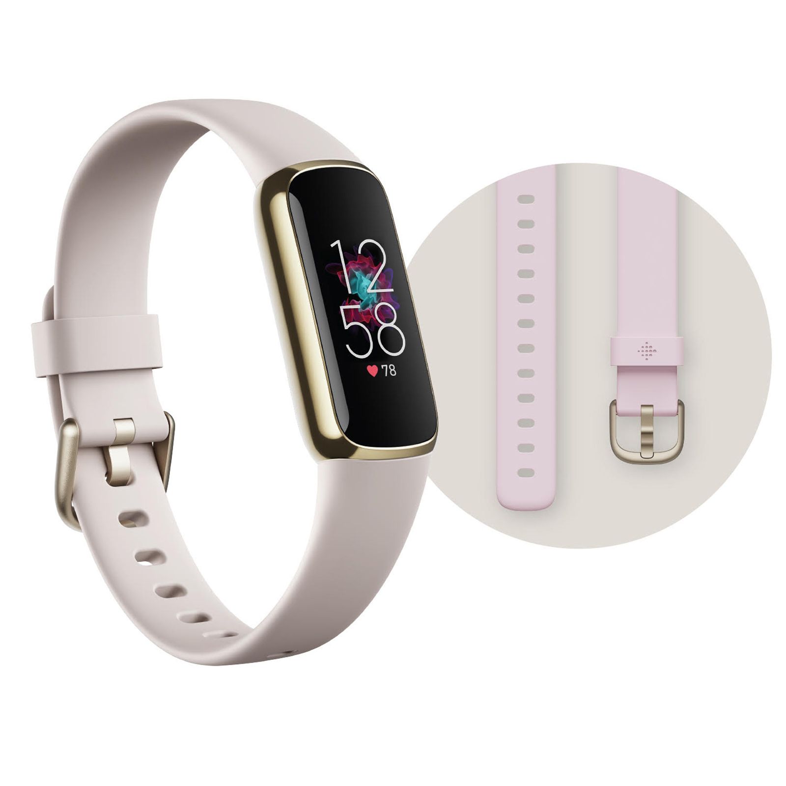  Fitbit Luxe-Fitness and Wellness-Tracker with Stress  Management, Sleep-Tracking and 24/7 Heart Rate, One Size S L Bands  Included, Lunar White/Soft Gold Stainless Steel, 1 Count : Sports & Outdoors