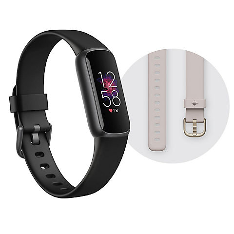 Fitbit Luxe Fitness and Wellness Tracker Bundle with One-Size Band and Bonus Small Band - Black