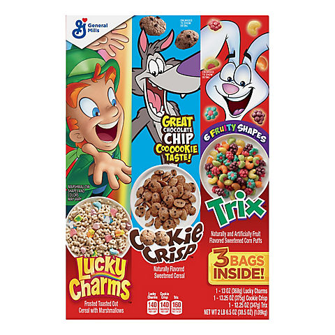 Lucky Charms, Cookie Crisp, Trix Cereal Variety Pack, 3 pk.