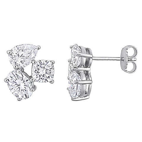 4.8 ct. DEW Created Moissanite Three-Stone Earrings in Sterling Silver