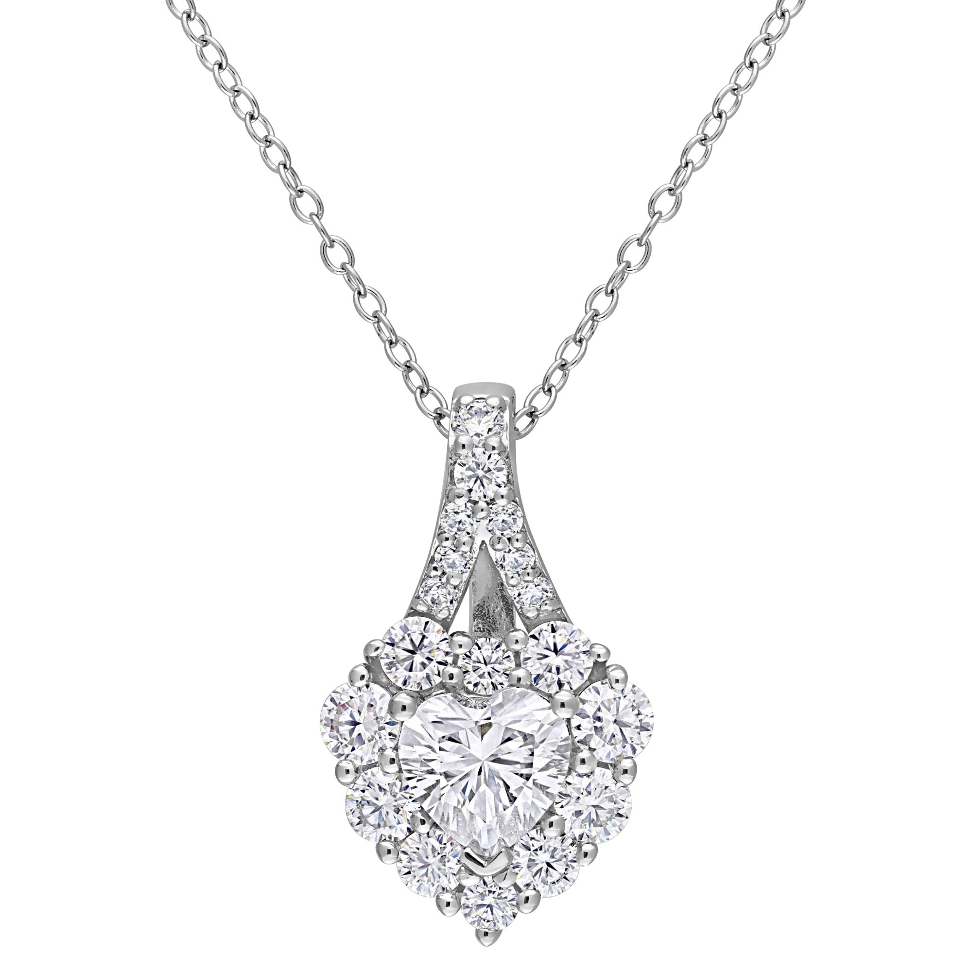 Heart diamond deals halo necklace