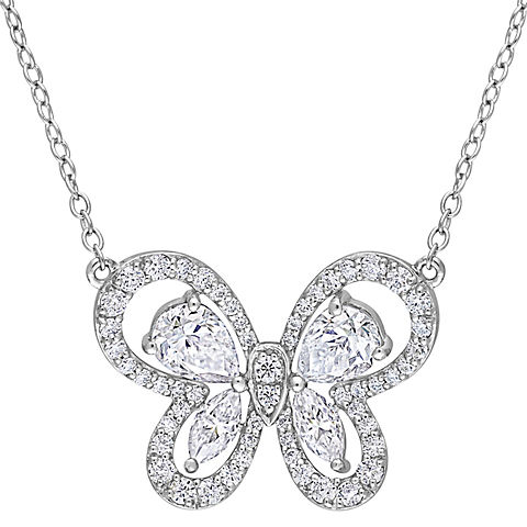 1.75 ct. t.g.w. Created Moissanite Butterfly Necklace in Sterling Silver