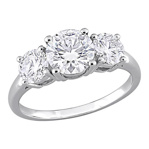 2.25 ct. DEW Created Moissanite 3-Stone Engagement Ring in Sterling Silver