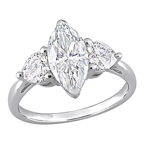 2.5 ct. DEW Created Moissanite 3-Stone Engagement Ring in Sterling Silver