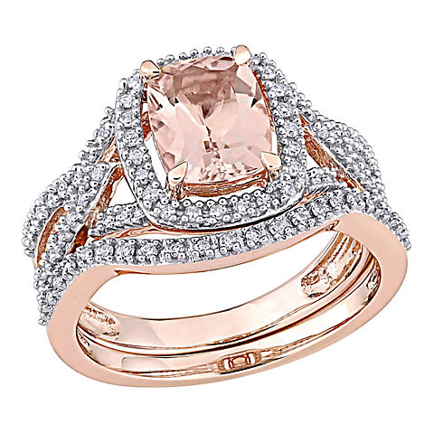 0.25 ct. t.w.. Diamond Crossover Bridal Ring Set in 10k Rose Gold