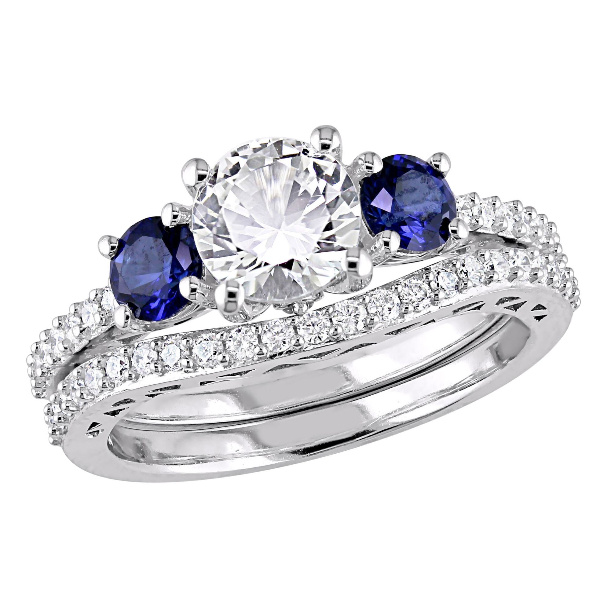 Diamond and sapphire 2025 bridal set