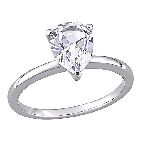 2.625 ct. t.g.w. Created White Sapphire Pear Shape Solitaire Ring in 10k White Gold