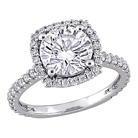 2.5 ct. DEW Created Moissanite Halo Engagement Ring in 10k White Gold