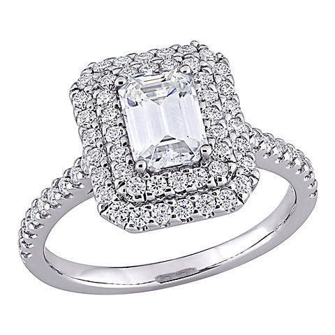 1.625 ct. DEW Created Moissanite Halo Engagement Ring in 10k White Gold