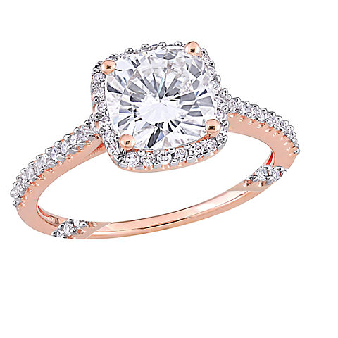 2 ct. DEW Created Moissanite and  .33 ct. t.w. Diamond Bridal Ring Set in 14k Rose Gold