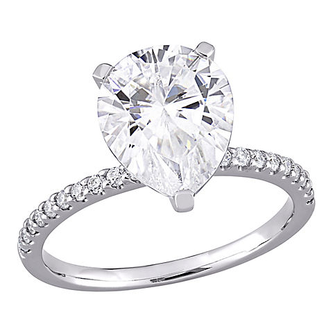 3.5 ct. DEW Created Moissanite Pear Shape Engagement Ring in 10k White Gold