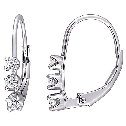 .25 ct. t.w. Diamond 3 Stone Earrings in Sterling Silver