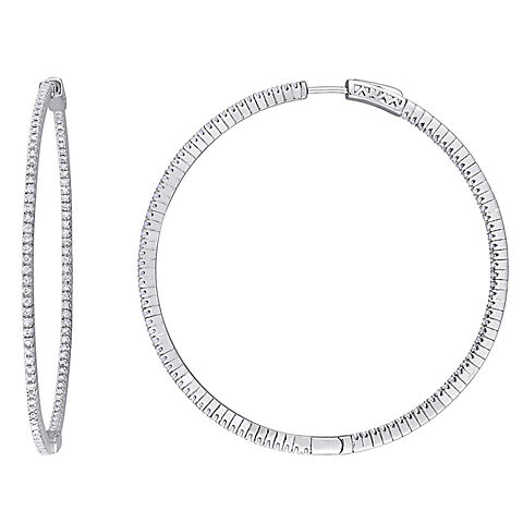 1 ct. t.w. Diamond Hoop Earrings in Sterling Silver