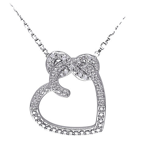 Diamond Accent Heart Infinity Necklace in Sterling Silver