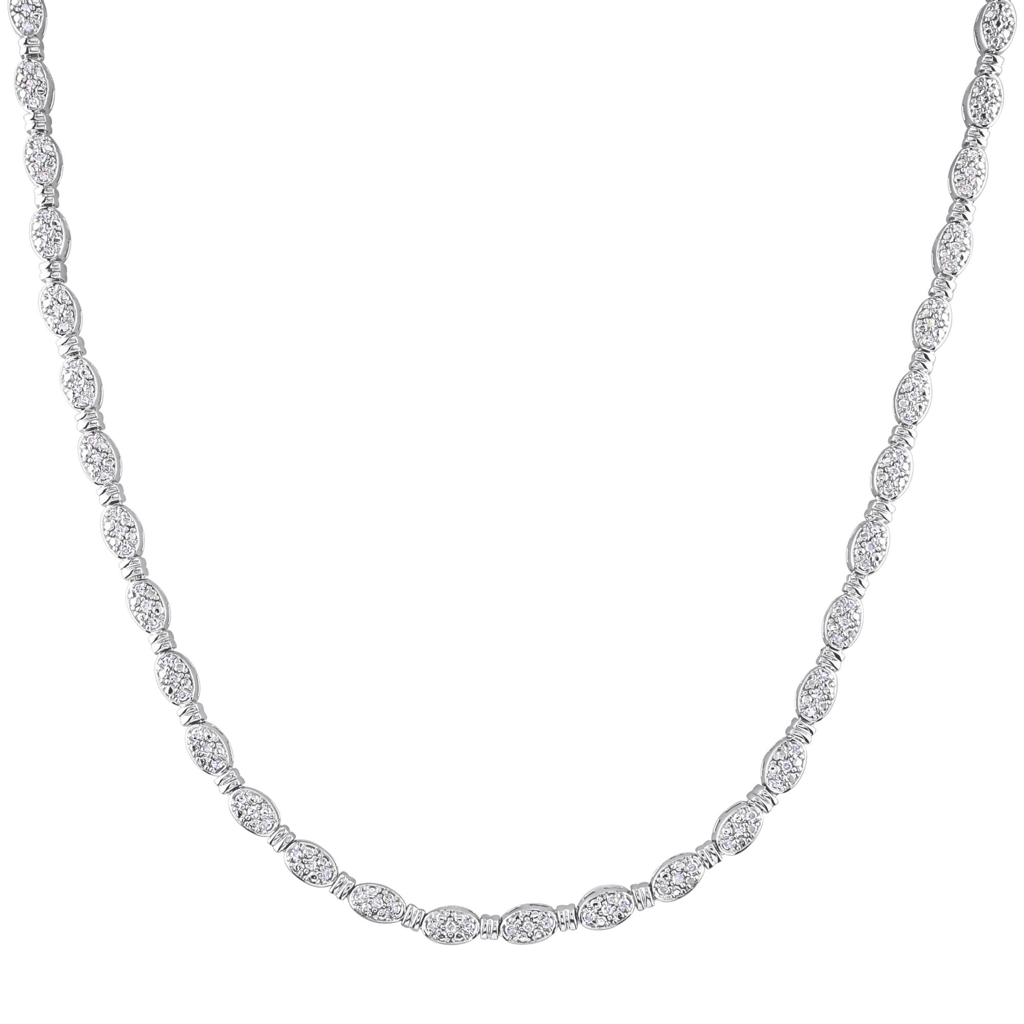 thin silver chain w/pave diamond clasp - 17