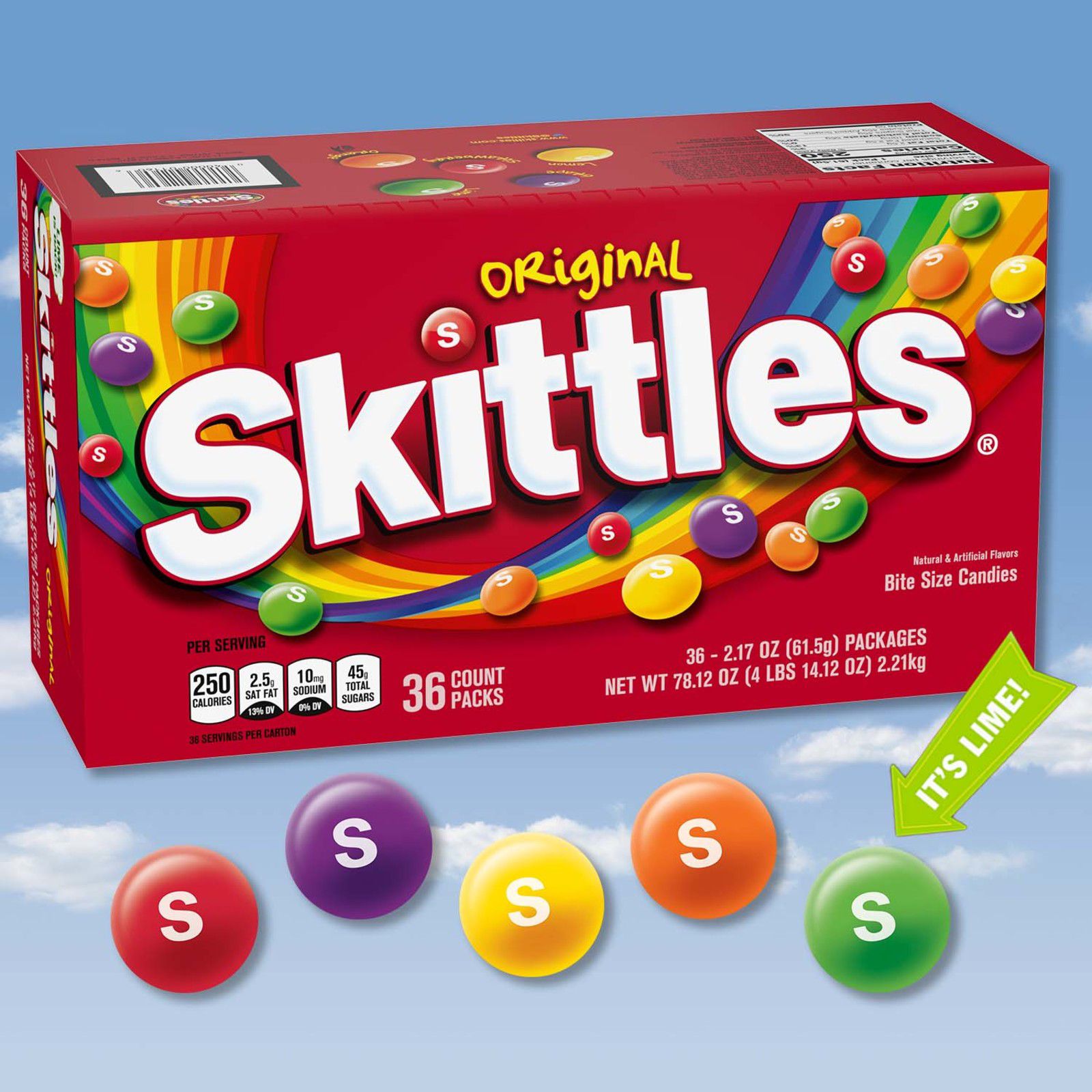  SKITTLES Original Summer Chewy Candy Packs, 36 Ct