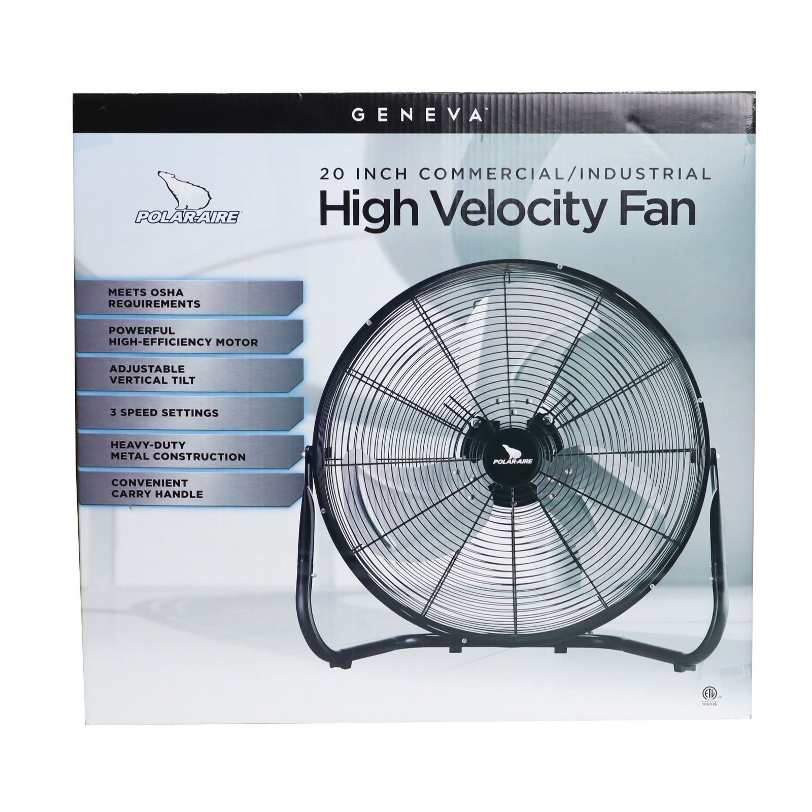 Mainstays 20-Inch 3-Speed High Velocity Steel Floor Fan, Black