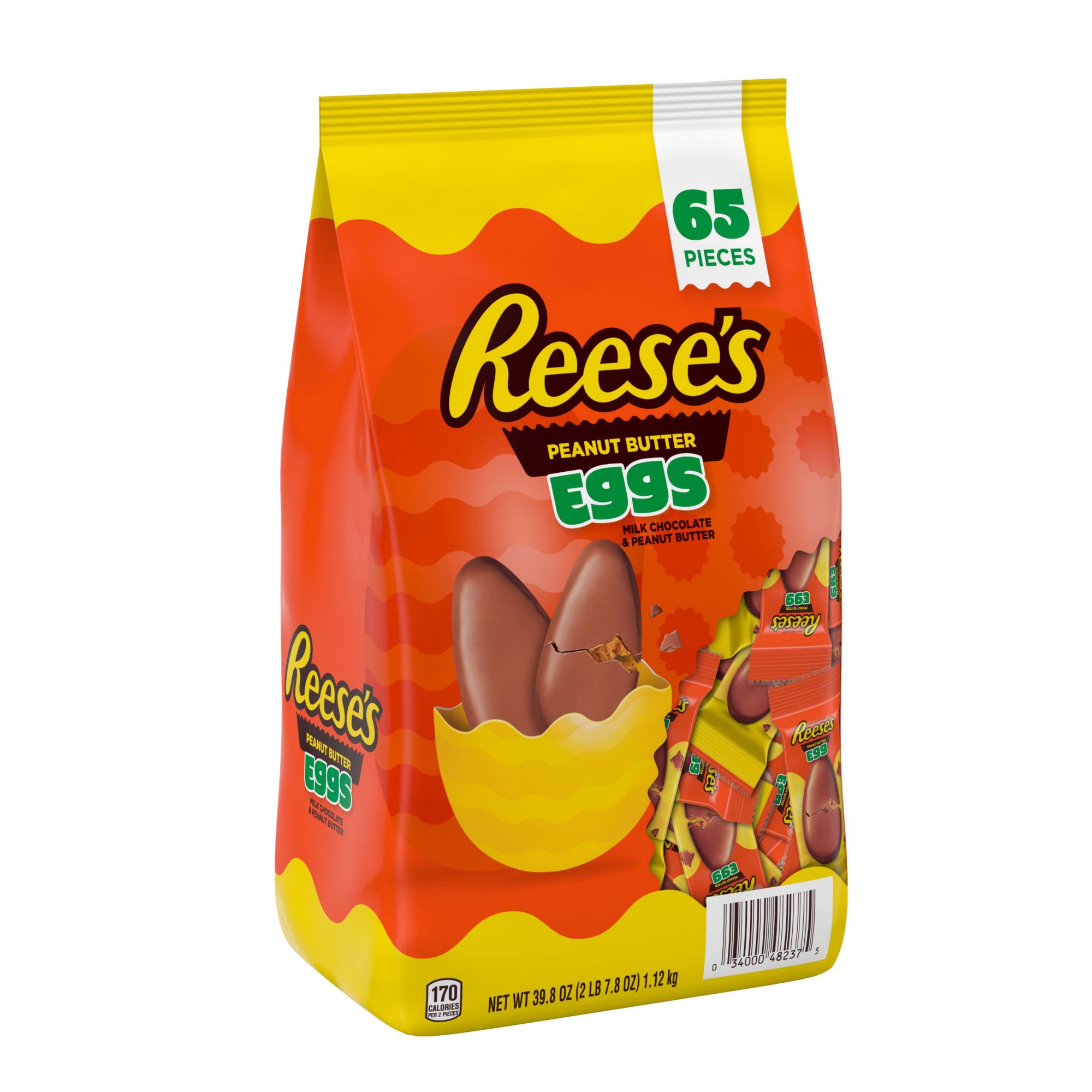 Reese's Milk Chocolate Peanut Butter Eggs Candy Bag, 65 Pc./39.8 oz.