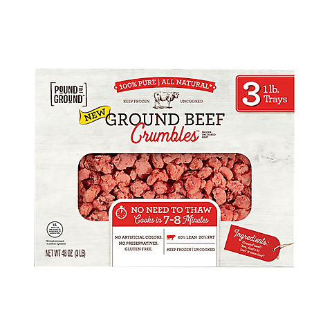 Pound of Ground Crumbles Frozen Ground Beef, 3 pk./1 lb.