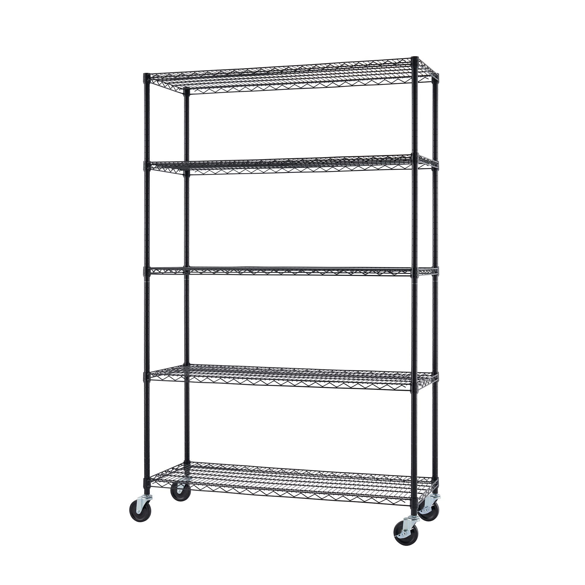 TRINITY 5-Tier Outdoor Wire Shelving w/ Wheels, Gray Epoxy Finish, NSF  Certified