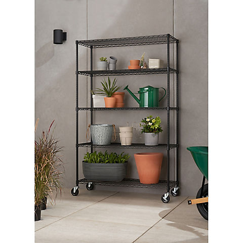 Trinity 5-Tier Outdoor Wire Shelving, NSF, with Wheels