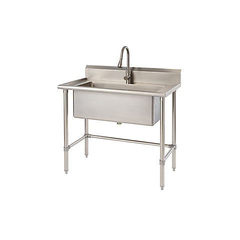 Trinity 32"x16" Stainless Steel Utility Sink, NSF, with Pull-Out Faucet