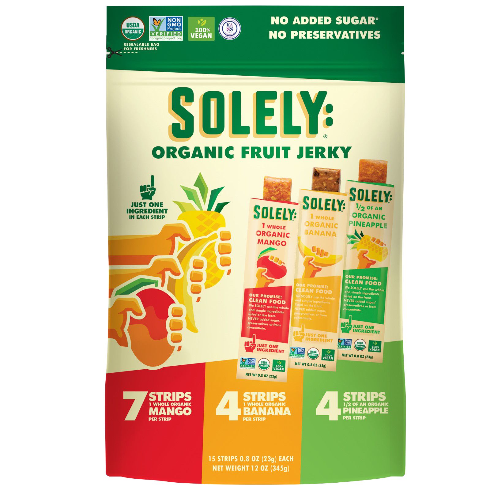 Solely Fruit - Fruit Jerky Banana Coco - Case of 12 - .8 OZ 