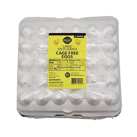 Wellsley Farms Cage-Free Large White Eggs, 5 Dozen