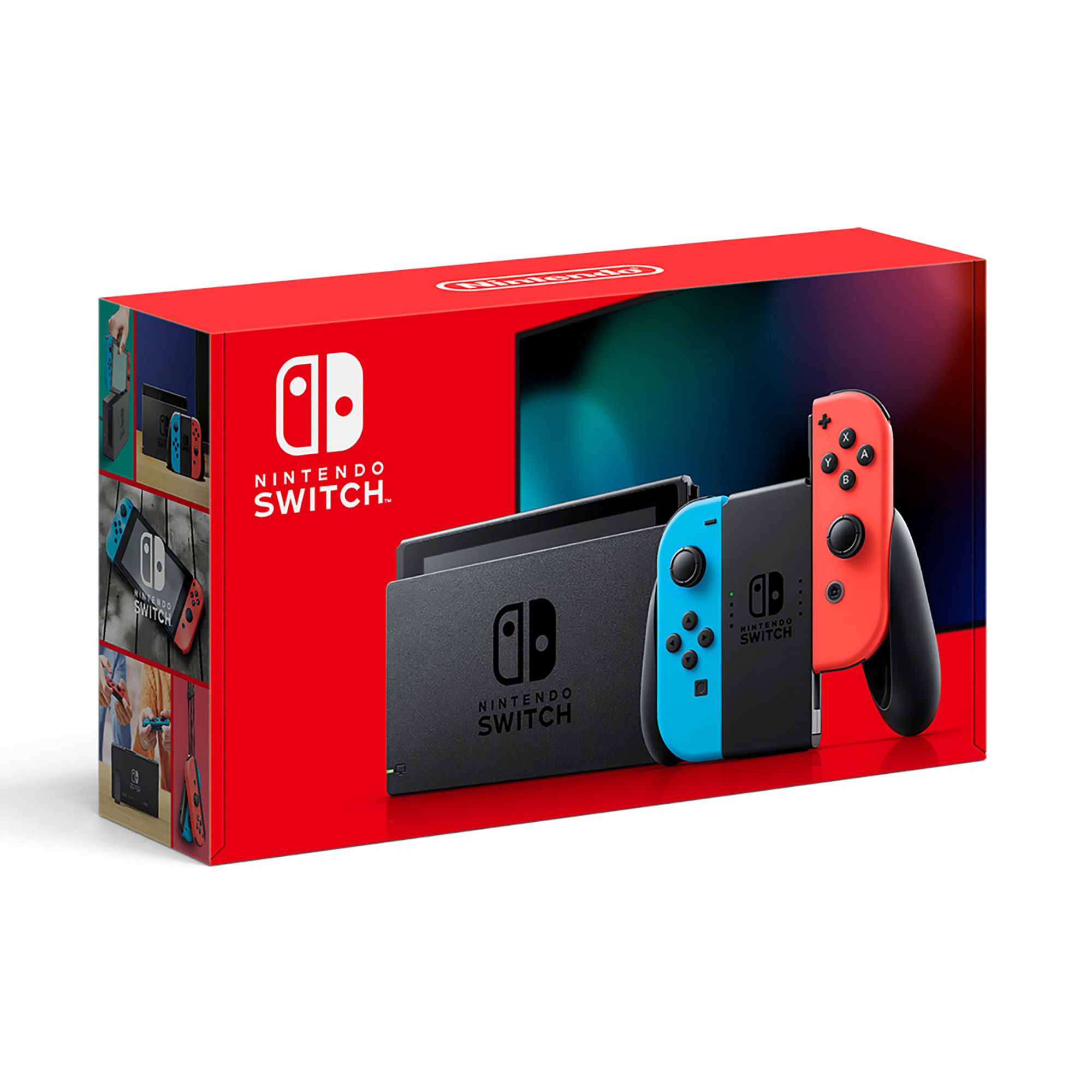 Nintendo Switch with Neon Blue and Neon Red Joy-Con