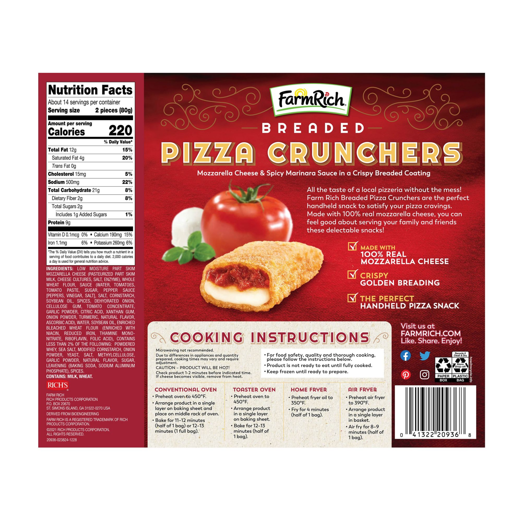 Farm Rich Breaded Spicy Marinara Pizza Crunchers, 2.4 lbs. | BJ's ...