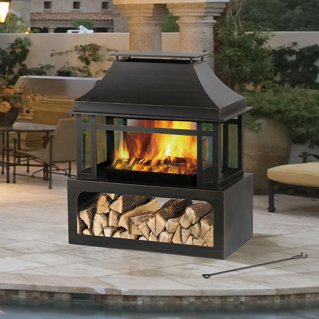 Perel Fire Bowl Black Outdoor Garden Patio Fireplace Pit Camping Burner Heater