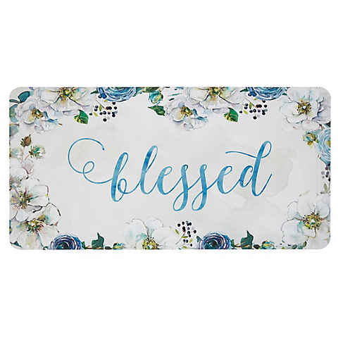 Home Dynamix Cat Cora Printed Embossed Gentle Step Blessed Kitchen Mat - White