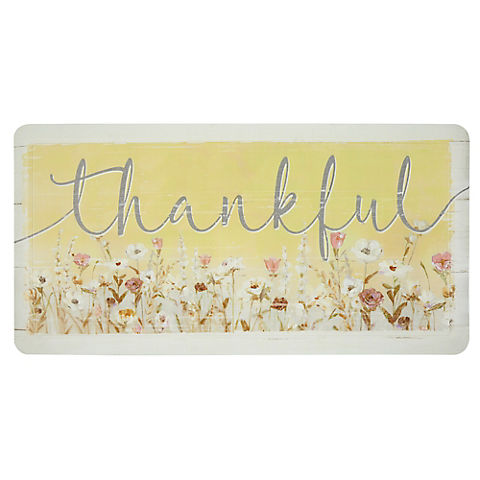 Home Dynamix Cat Cora Printed Embossed Gentle Step Thankful Kitchen Mat - Yellow