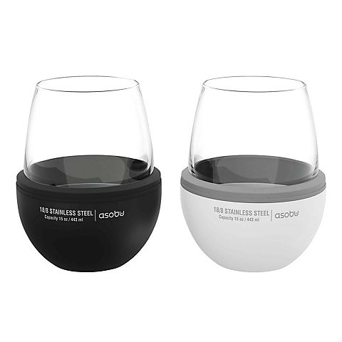 Asobu Wine Kuzie Double-Wall Insulated Sleeve, 2 pk. - Black/White
